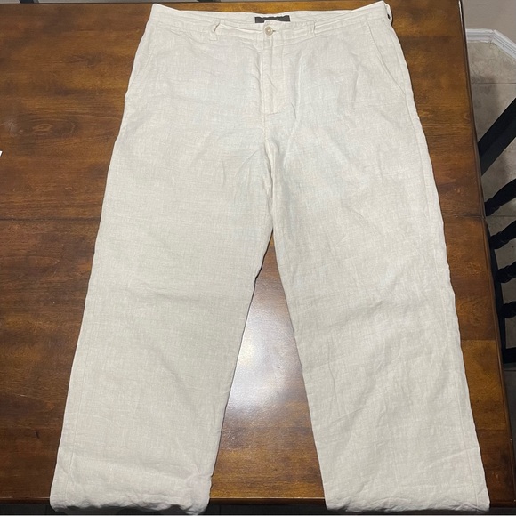 Tasso Elba Linen Chinos - 33x32 - White/Off White - Picture 2 of 4